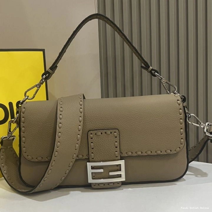Cheap Romano Khaki Medium Bag Selleria Cuoio Leather Baguette In Fendi 0727